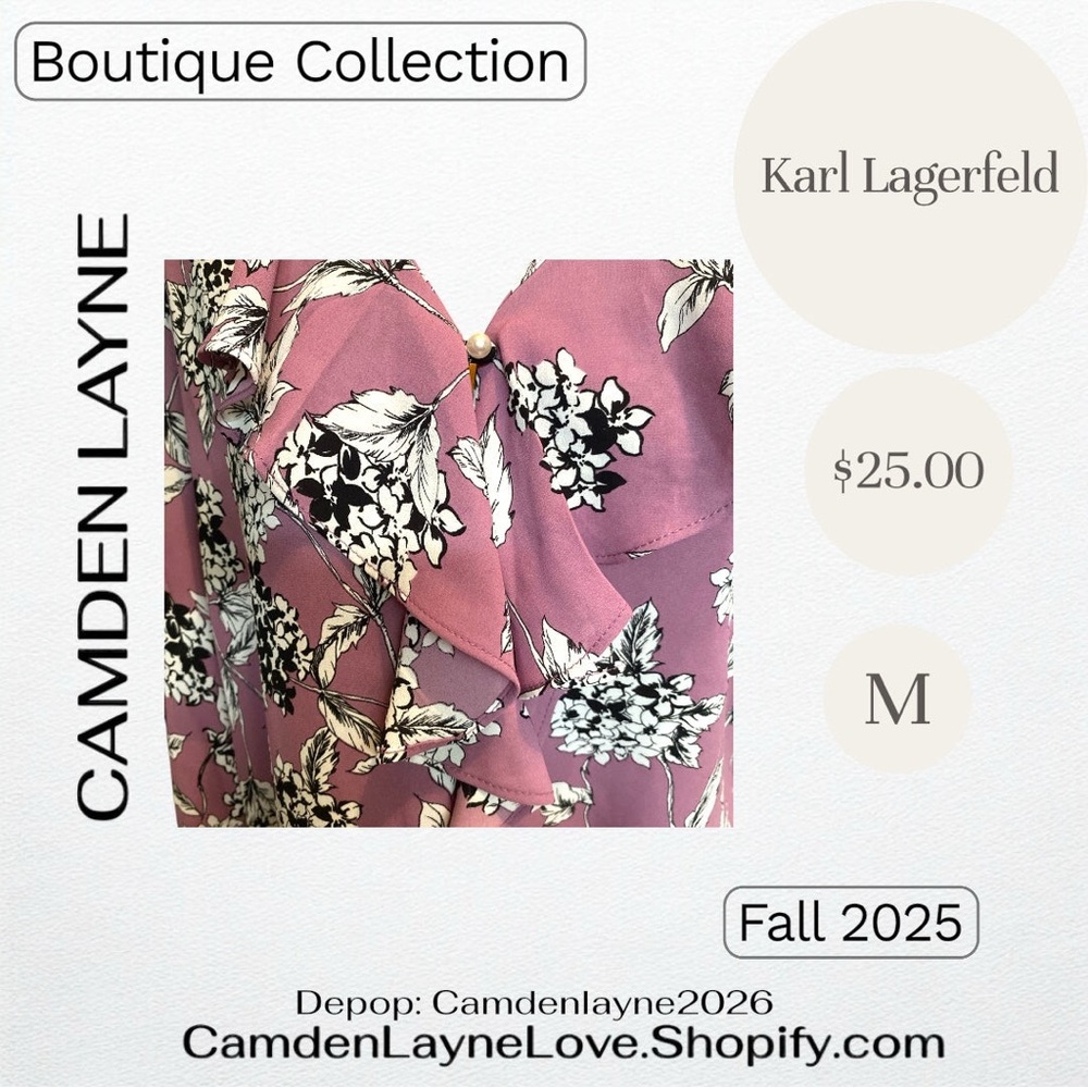 Karl Lagerfeld Pink Floral Blouse - Picture 4 of 4